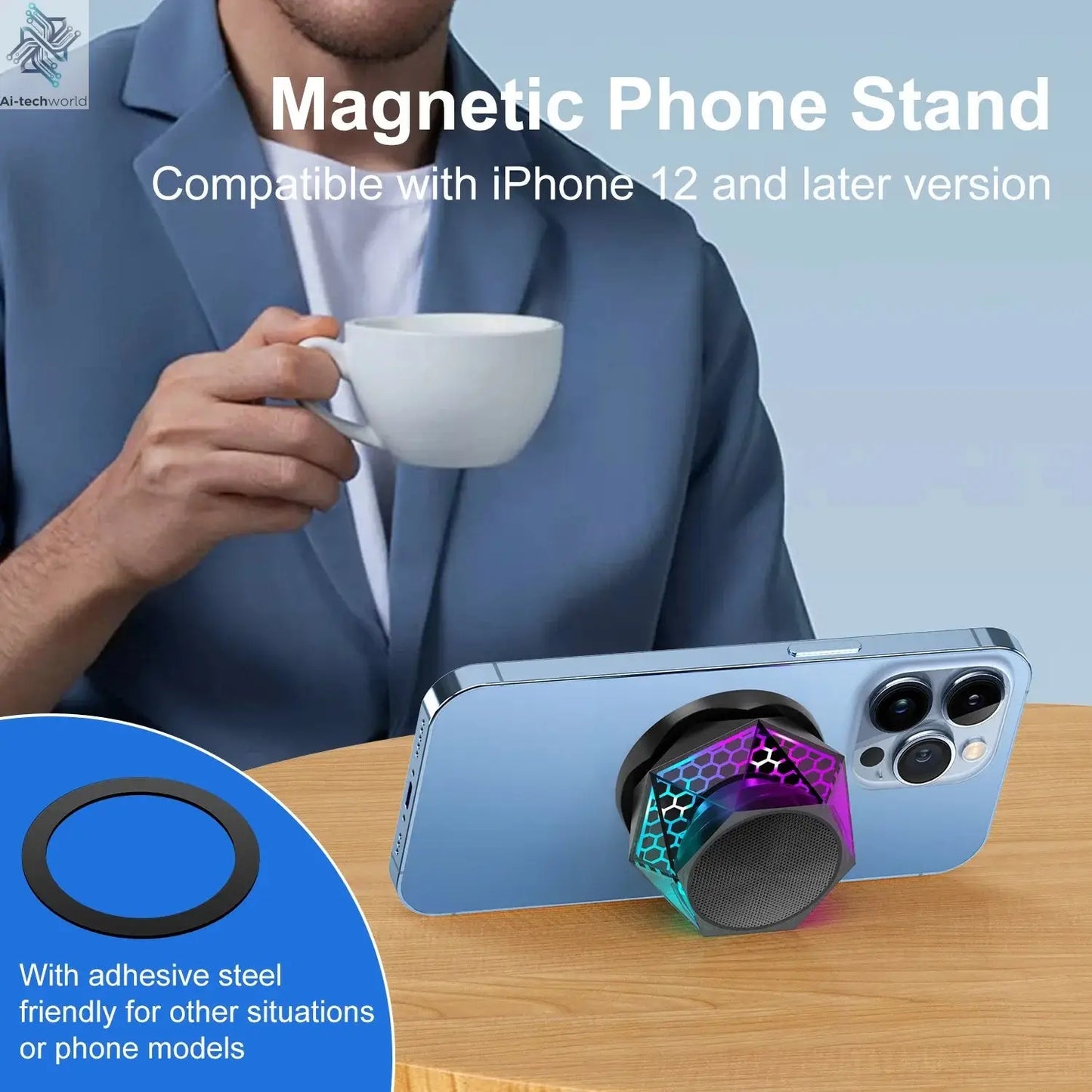 Portable Bluetooth Speakers 5W for Mobile Phone G200 Mini Cooler Sound Box for Computer Car Music Magnetic Wireless Megaphone Ai-TechWorld 