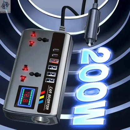 Portable Car Inverter 12V/24V to 220V Outlet Adapter with 4 USB Ports Fast Charging Automotive Charger for Auto Car Truck SUV RV - Ai-TechWorld