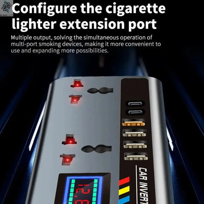 Portable Car Inverter 12V/24V to 220V Outlet Adapter with 4 USB Ports Fast Charging Automotive Charger for Auto Car Truck SUV RV - Ai-TechWorld