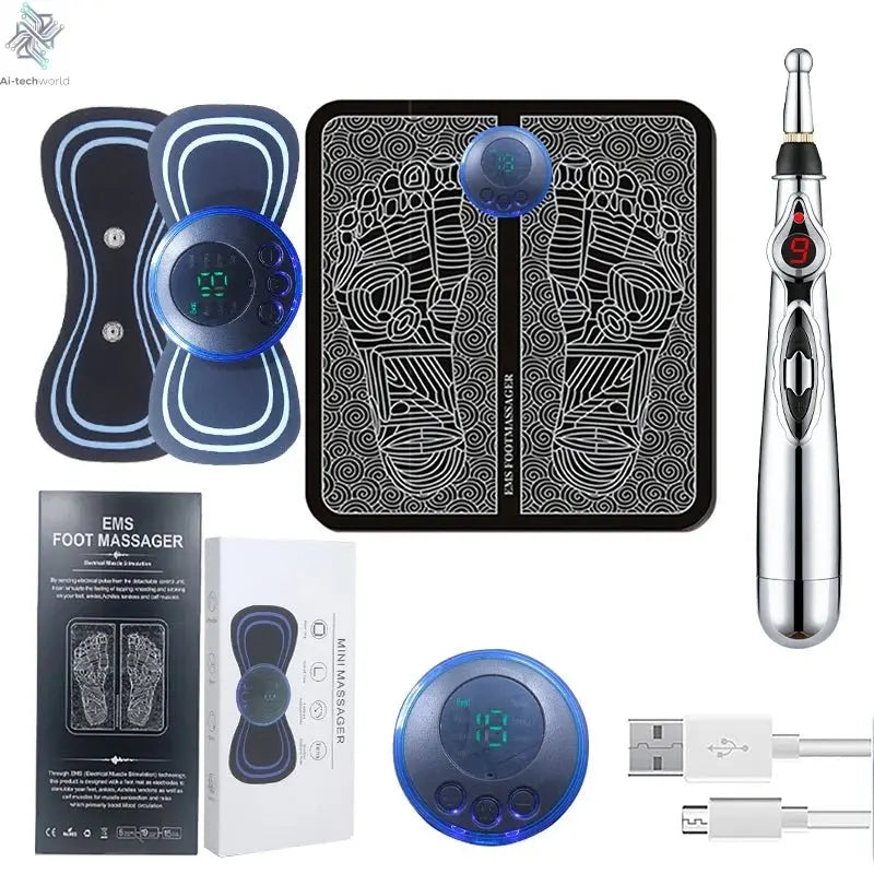 Portable Massage Foot Pad Massage Patch Massage Pen Cervical Neck and Back Full Body Massage Combination Set - Ai - TechWorld