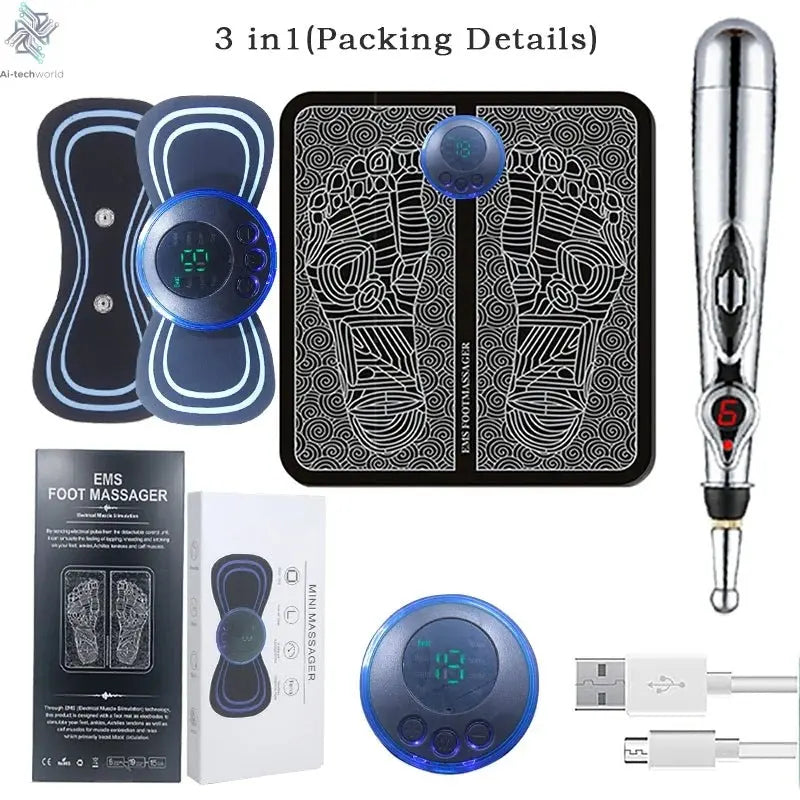 Portable Massage Foot Pad Massage Patch Massage Pen Cervical Neck and Back Full Body Massage Combination Set - Ai - TechWorld
