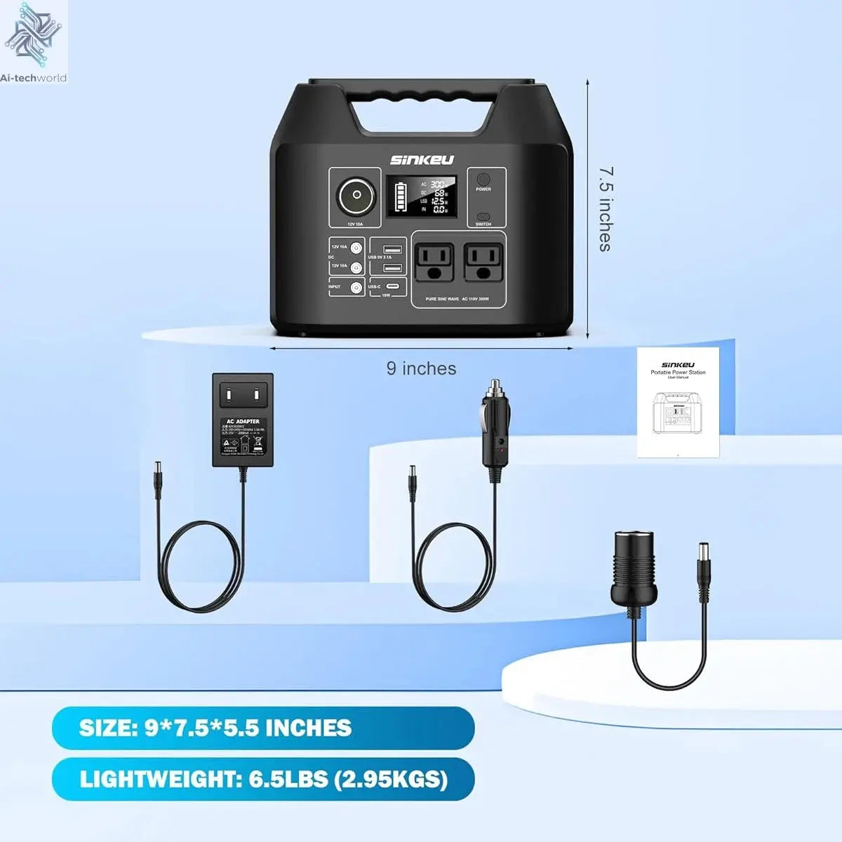 Portable Power Station 300W/150W Solar Generator Power Bank 110V/230V AC/DC/USB/USB C LiFePO4 Battery Pack For Camping CPAP RV Ai-TechWorld 