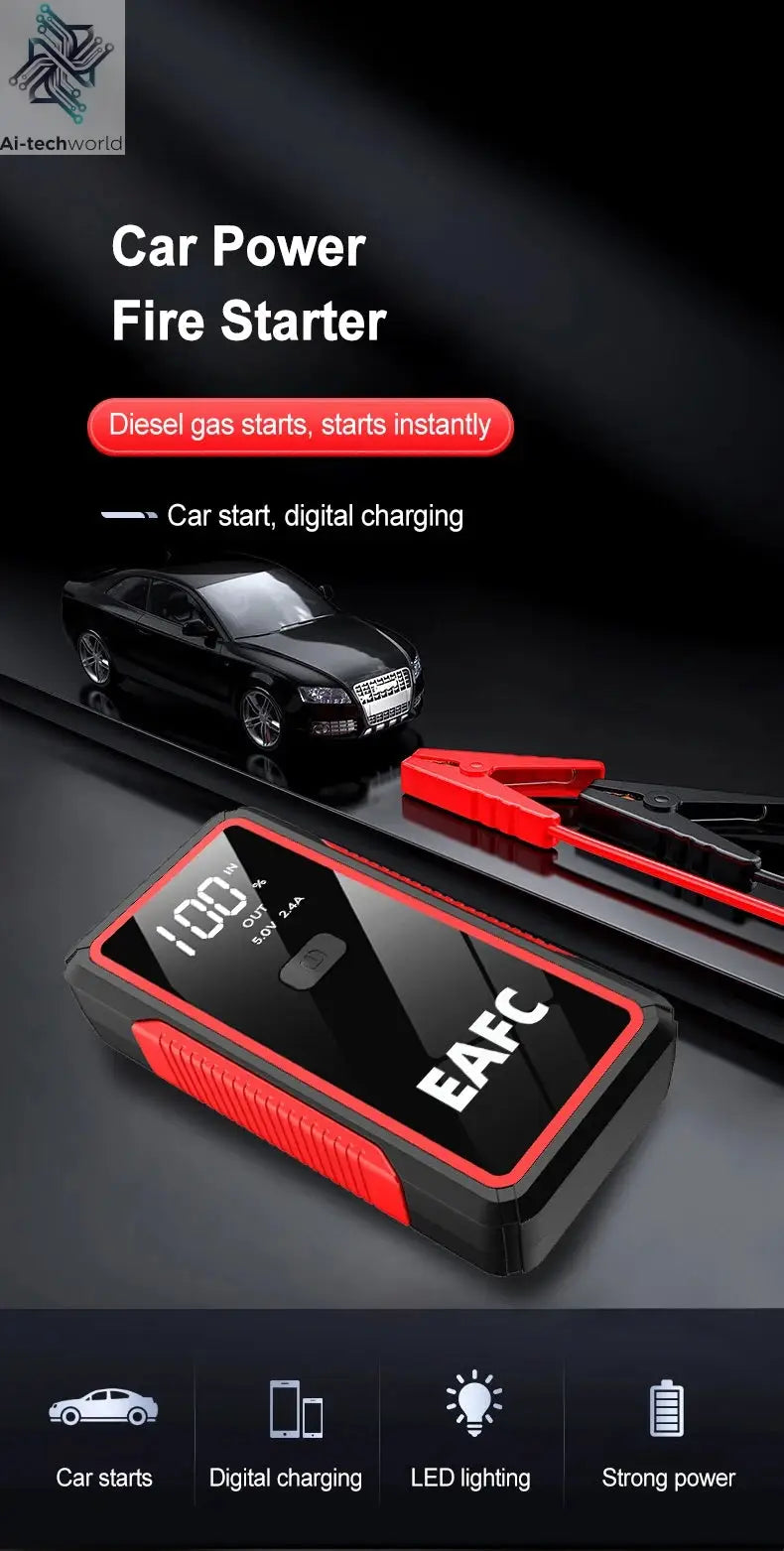 Power Bank 2000A/600A 12V Car Battery Jump Starter Portable Charger Petrol Diesel Auto Starting Device Booster Emergency Starter Ai-TechWorld 