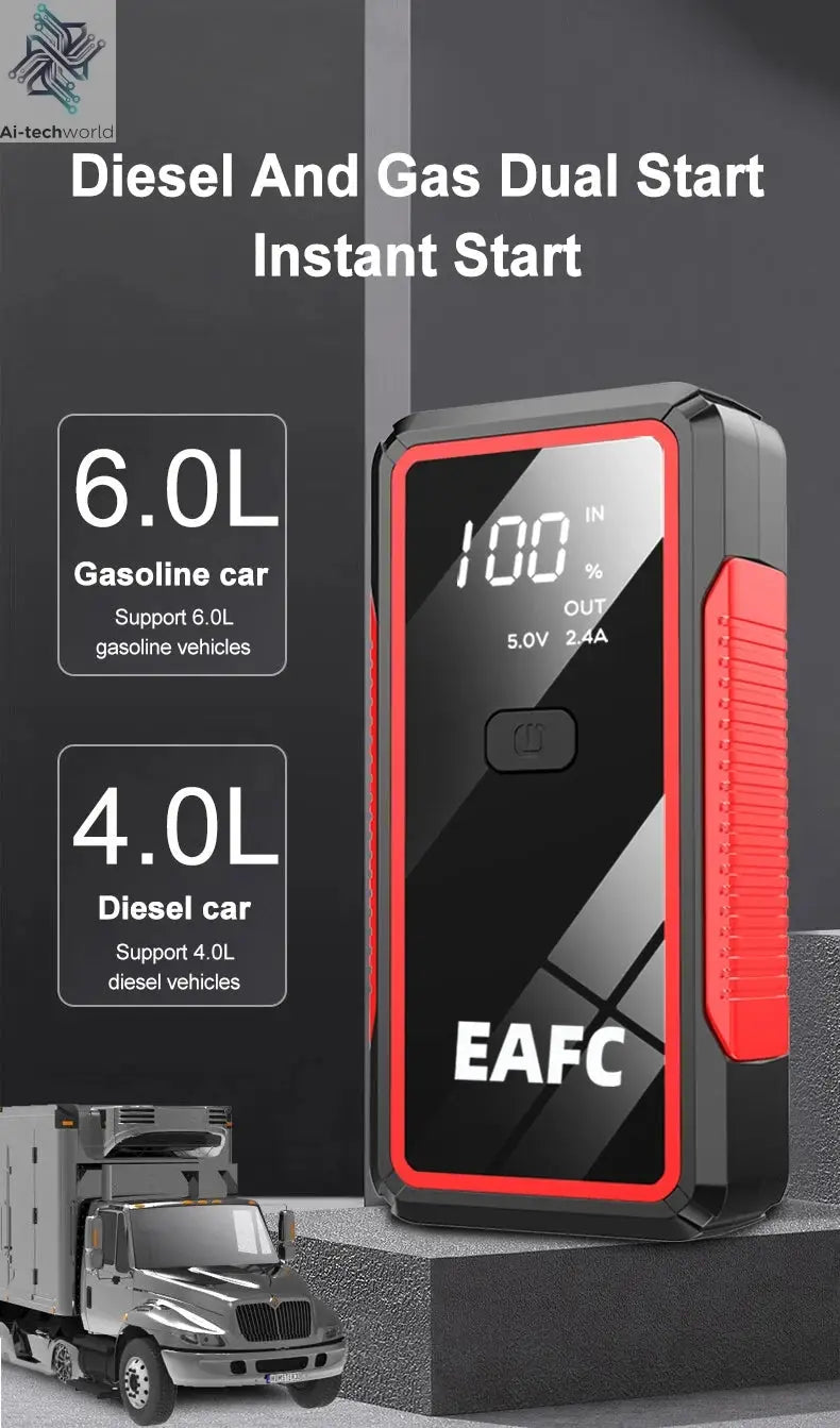 Power Bank 2000A/600A 12V Car Battery Jump Starter Portable Charger Petrol Diesel Auto Starting Device Booster Emergency Starter Ai-TechWorld 