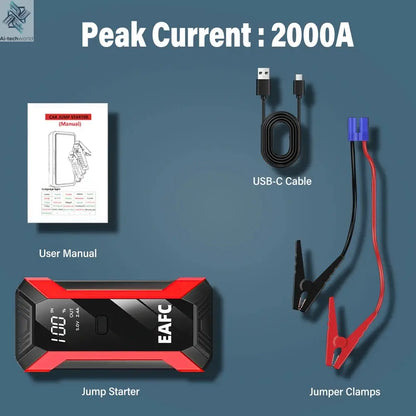 Power Bank 2000A/600A 12V Car Battery Jump Starter Portable Charger Petrol Diesel Auto Starting Device Booster Emergency Starter Ai-TechWorld 