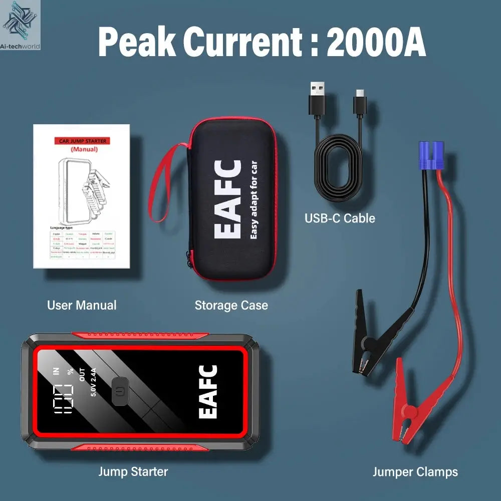 Power Bank 2000A/600A 12V Car Battery Jump Starter Portable Charger Petrol Diesel Auto Starting Device Booster Emergency Starter Ai-TechWorld 