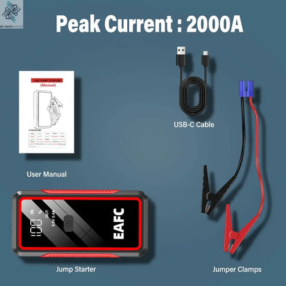 Power Bank 2000A/600A 12V Car Battery Jump Starter Portable Charger Petrol Diesel Auto Starting Device Booster Emergency Starter Ai-TechWorld 