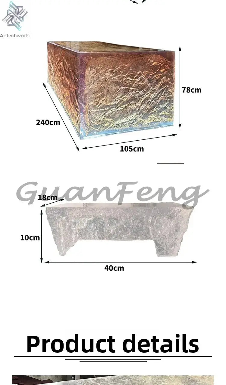 Premium Light Luxury Transparent Resin Hotel Front Desk Restaurant Villa Kitchen Partition Luminous Crystal Glacier Island Table Ai-TechWorld 