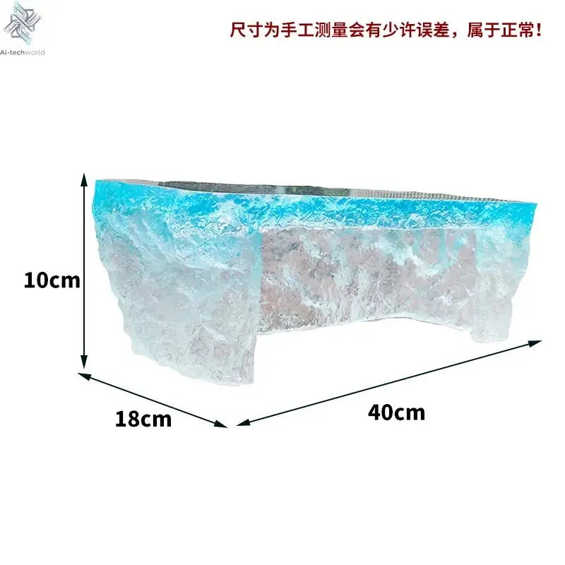 Premium Light Luxury Transparent Resin Hotel Front Desk Restaurant Villa Kitchen Partition Luminous Crystal Glacier Island Table Ai-TechWorld 
