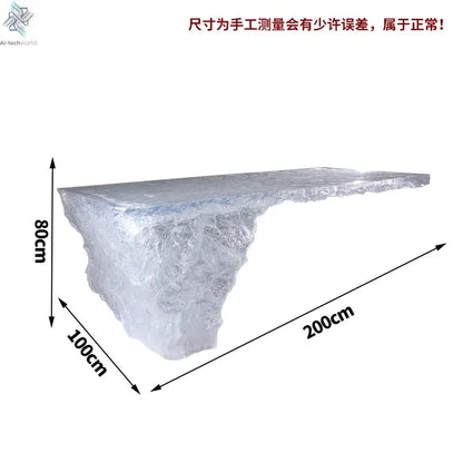 Premium Light Luxury Transparent Resin Hotel Front Desk Restaurant Villa Kitchen Partition Luminous Crystal Glacier Island Table Ai-TechWorld 