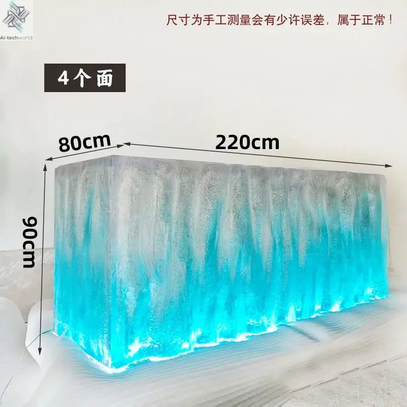 Premium Light Luxury Transparent Resin Hotel Front Desk Restaurant Villa Kitchen Partition Luminous Crystal Glacier Island Table Ai-TechWorld 