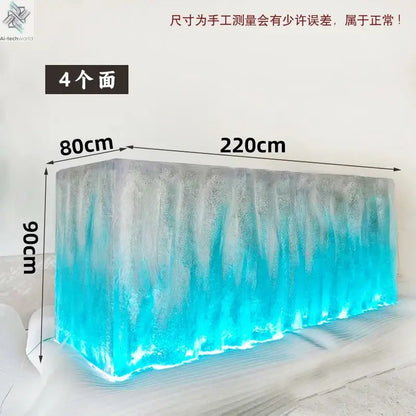 Premium Light Luxury Transparent Resin Hotel Front Desk Restaurant Villa Kitchen Partition Luminous Crystal Glacier Island Table Ai-TechWorld 