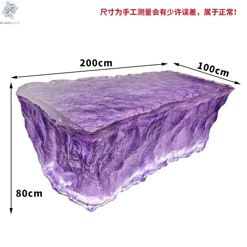 Premium Light Luxury Transparent Resin Hotel Front Desk Restaurant Villa Kitchen Partition Luminous Crystal Glacier Island Table Ai-TechWorld 