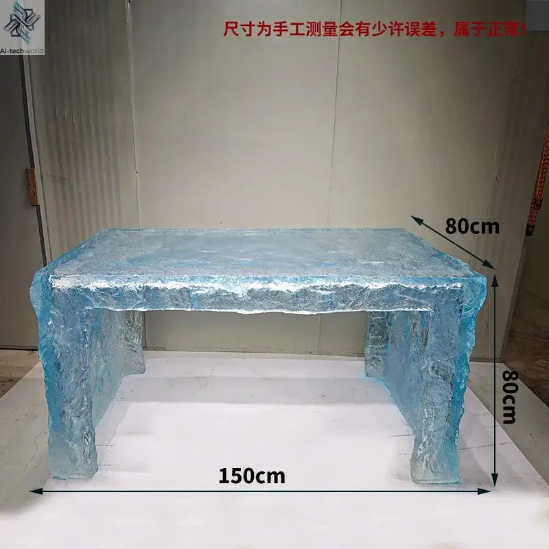 Premium Light Luxury Transparent Resin Hotel Front Desk Restaurant Villa Kitchen Partition Luminous Crystal Glacier Island Table Ai-TechWorld 