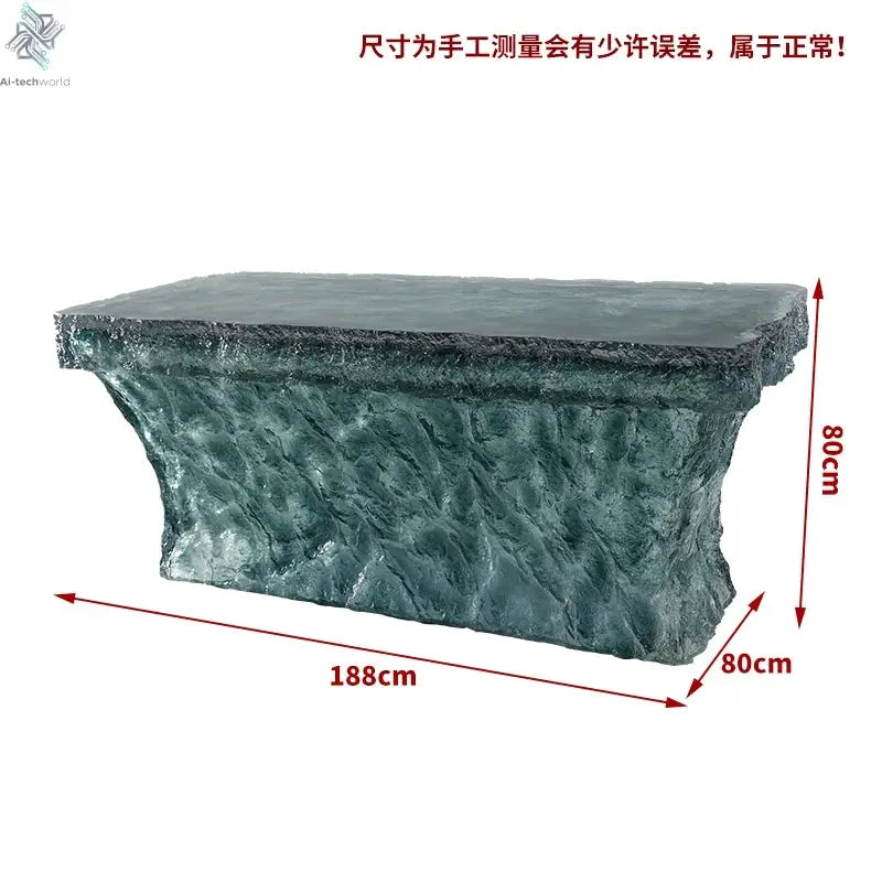 Premium Light Luxury Transparent Resin Hotel Front Desk Restaurant Villa Kitchen Partition Luminous Crystal Glacier Island Table Ai-TechWorld 