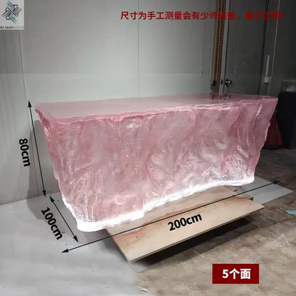 Premium Light Luxury Transparent Resin Hotel Front Desk Restaurant Villa Kitchen Partition Luminous Crystal Glacier Island Table Ai-TechWorld 