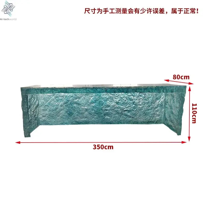 Premium Light Luxury Transparent Resin Hotel Front Desk Restaurant Villa Kitchen Partition Luminous Crystal Glacier Island Table Ai-TechWorld 
