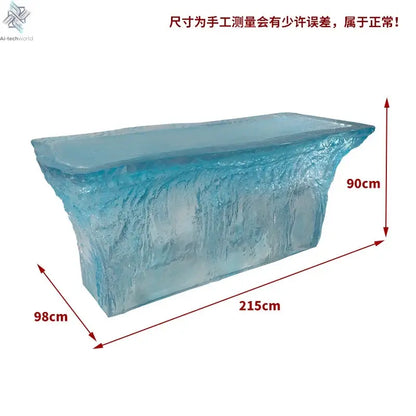 Premium Light Luxury Transparent Resin Hotel Front Desk Restaurant Villa Kitchen Partition Luminous Crystal Glacier Island Table Ai-TechWorld 
