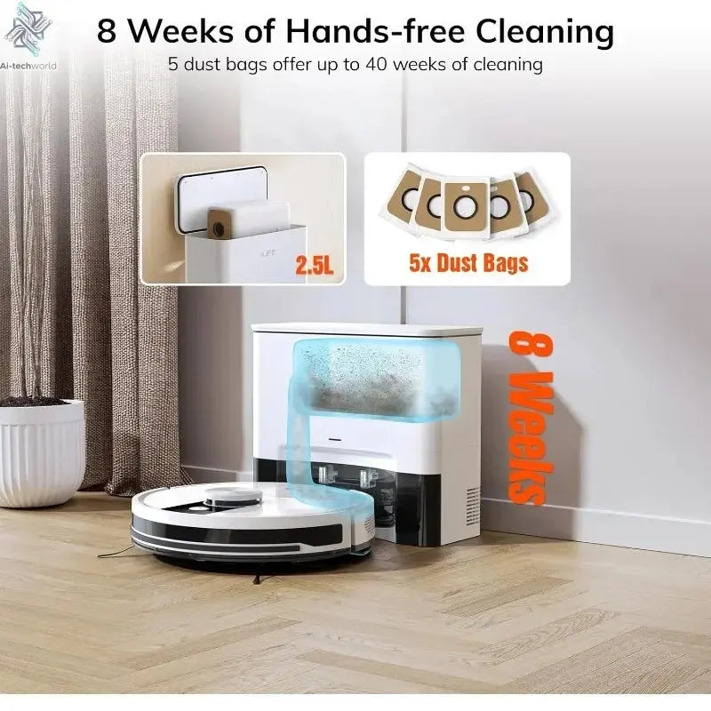 Pro Robot Vacuum And Mop Combo, Self Emptying Station For 60 Days Ai-TechWorld 