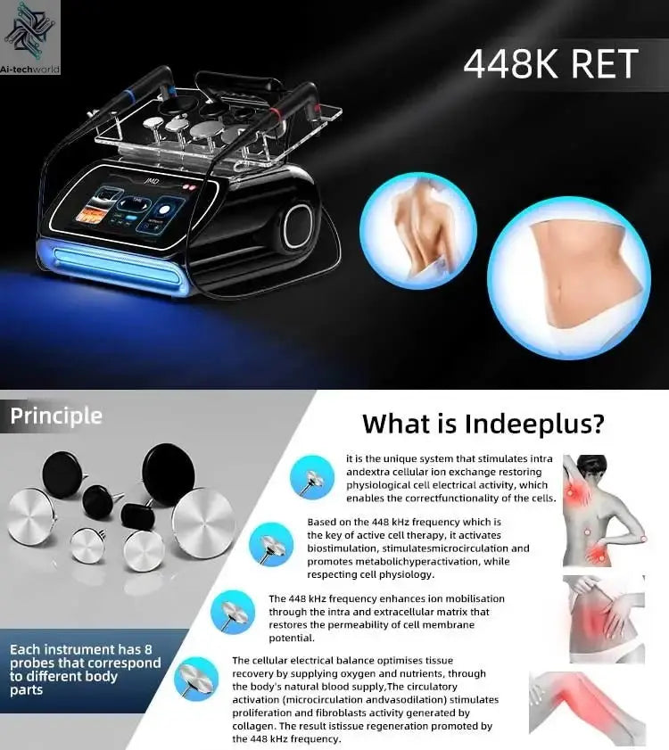 Professional 448K Physical Therapy CET RET RF Radiofrequency Indiba 448khz Physical Therapy CET RET RF CET RETMachine - Ai - TechWorld