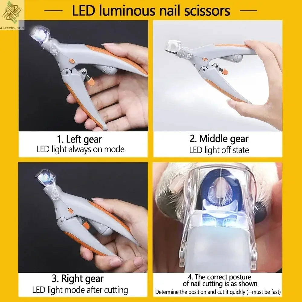 Professional Pet Nail Clipper Scissors With LED Light Cat Dog Nail Clippers Tool Scissors Nail Toeclaw Cutter Scissors Pet Suppl Ai-TechWorld 