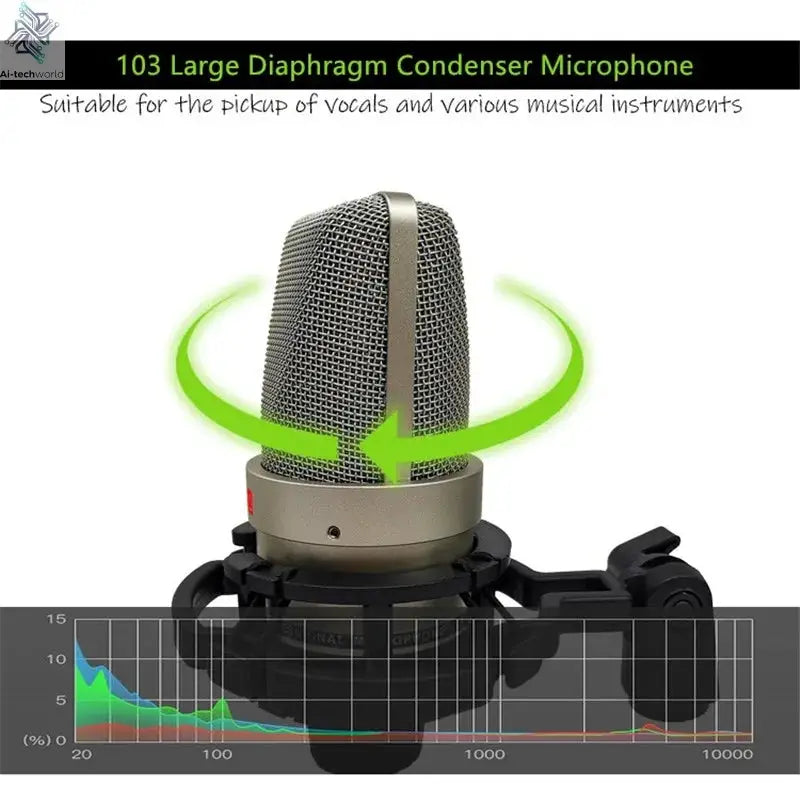 Professional Studio Condenser Microphone PC Computer Laptop Mic Singing Karaoke Streaming Wired Pro Microphn Mike Sound Mikrofon Ai-TechWorld 