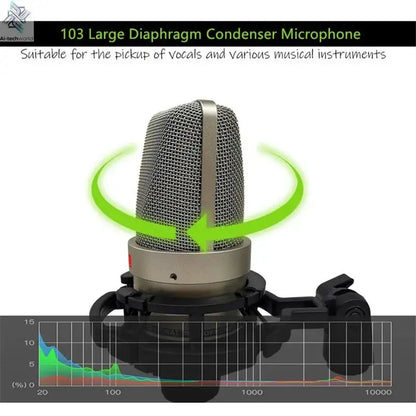 Professional Studio Condenser Microphone PC Computer Laptop Mic Singing Karaoke Streaming Wired Pro Microphn Mike Sound Mikrofon Ai-TechWorld 
