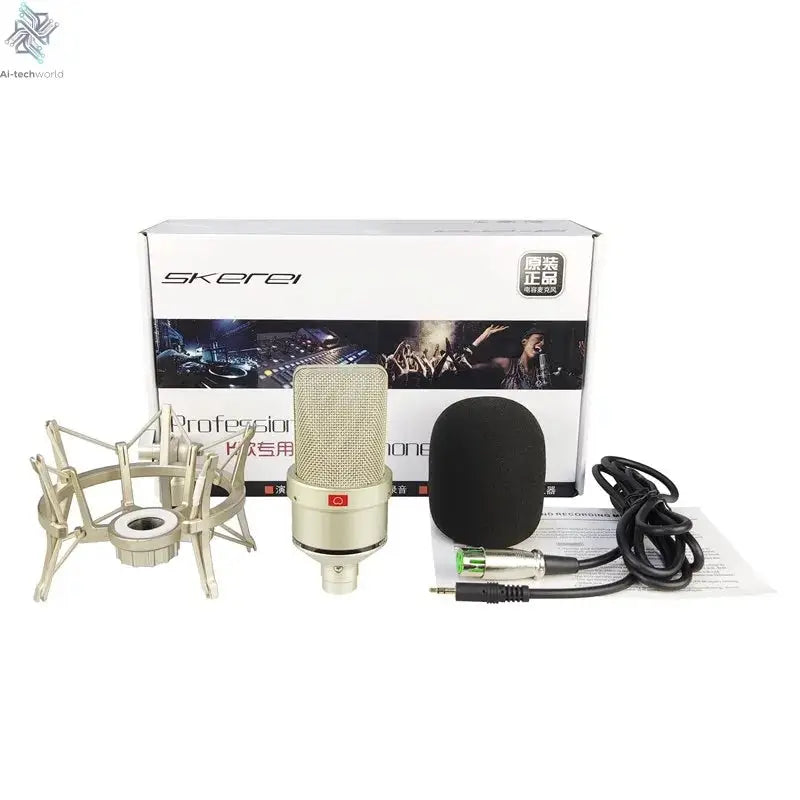 Professional Studio Condenser Microphone PC Computer Laptop Mic Singing Karaoke Streaming Wired Pro Microphn Mike Sound Mikrofon Ai-TechWorld 