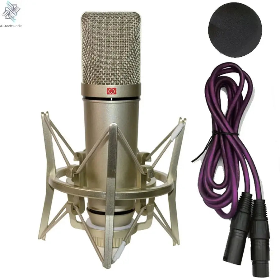 Professional Studio Condenser Microphone PC Computer Laptop Mic Singing Karaoke Streaming Wired Pro Microphn Mike Sound Mikrofon Ai-TechWorld 