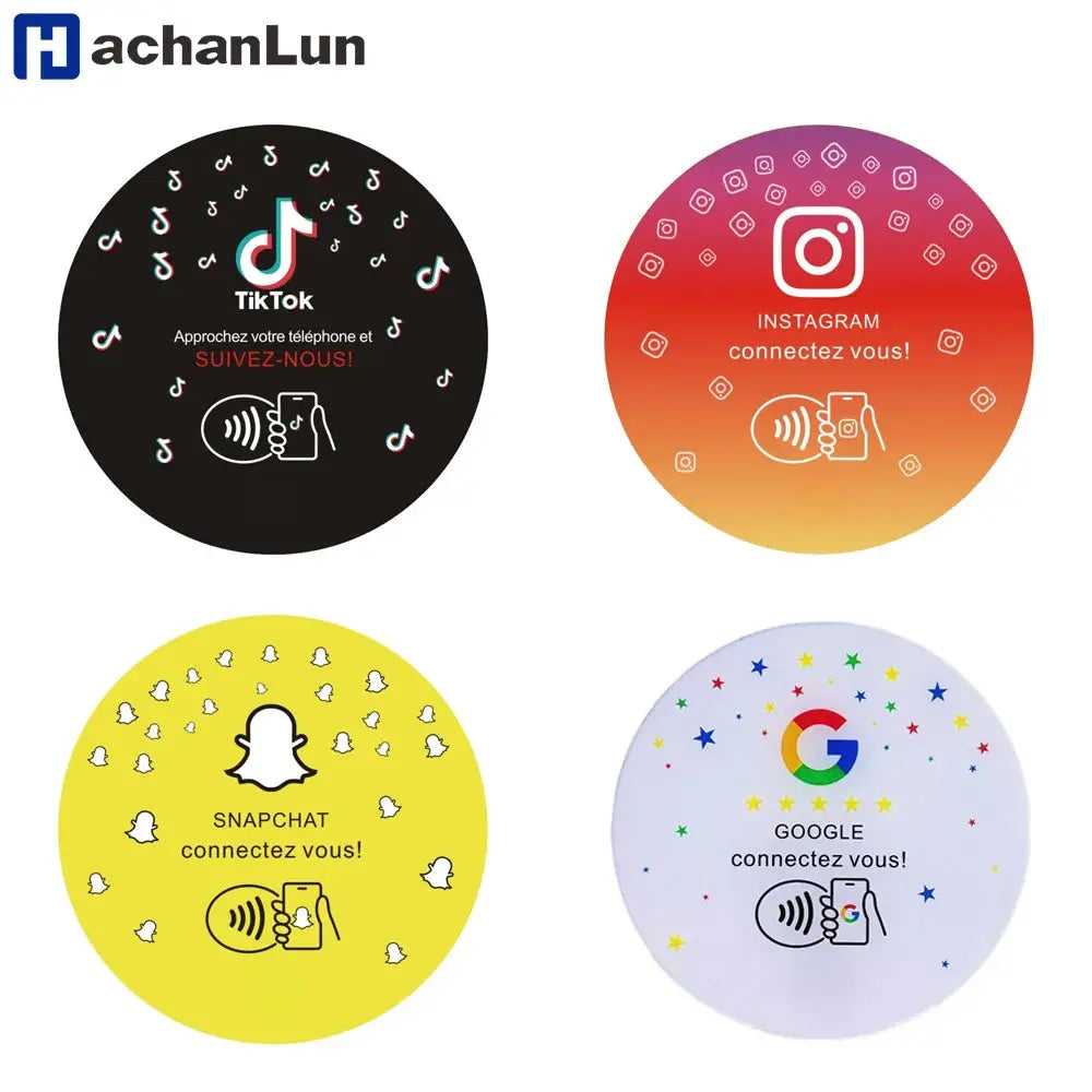 Programmable Glue Card Google 13.56Mhz Round Card NFC Ntg215 Google Review Display Round Patch Card Holder with Adhesive Backing Ai-TechWorld 