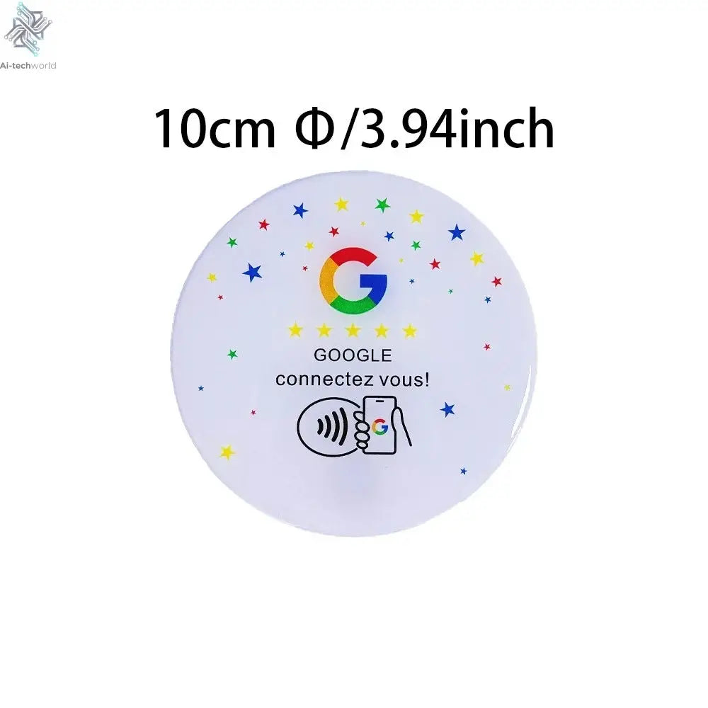 Programmable Glue Card Google 13.56Mhz Round Card NFC Ntg215 Google Review Display Round Patch Card Holder with Adhesive Backing Ai-TechWorld 