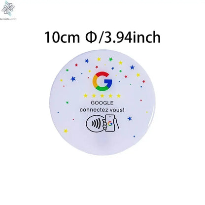 Programmable Glue Card Google 13.56Mhz Round Card NFC Ntg215 Google Review Display Round Patch Card Holder with Adhesive Backing Ai-TechWorld 