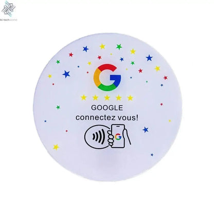 Programmable Glue Card Google 13.56Mhz Round Card NFC Ntg215 Google Review Display Round Patch Card Holder with Adhesive Backing Ai-TechWorld 