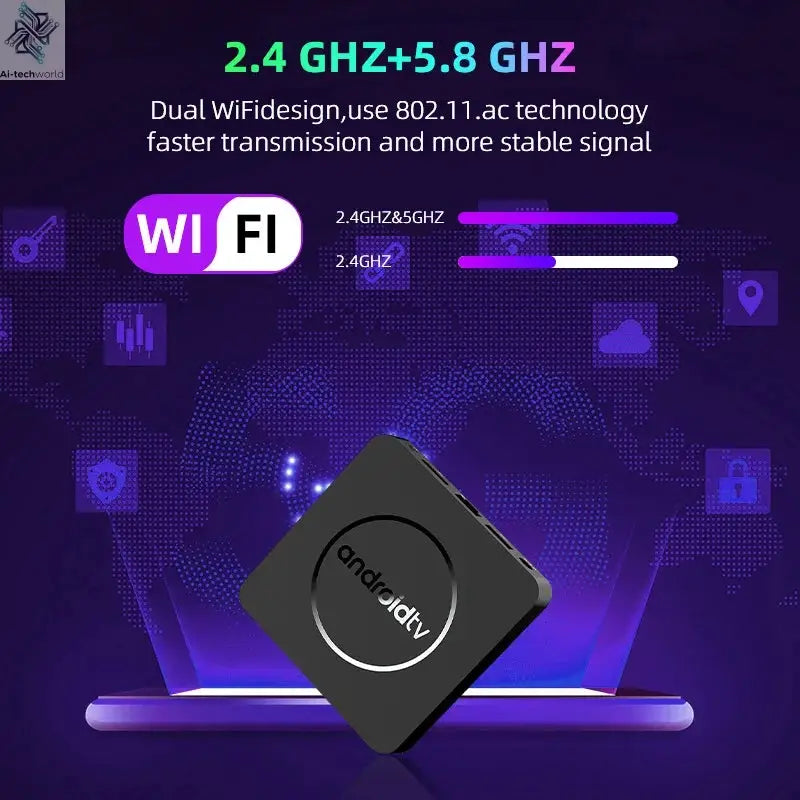 Q10 Android14 8K HDR10+ Smart TV Box Allwinner H313 128G Dual Wifi BT5.0 Set Top Box Media Player with Google Voice Assistant Ai-TechWorld 