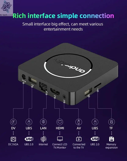 Q10 Android14 8K HDR10+ Smart TV Box Allwinner H313 128G Dual Wifi BT5.0 Set Top Box Media Player with Google Voice Assistant Ai-TechWorld 