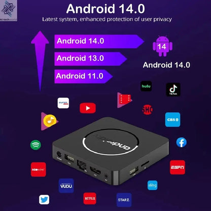 Q10 Android14 8K HDR10+ Smart TV Box Allwinner H313 128G Dual Wifi BT5.0 Set Top Box Media Player with Google Voice Assistant Ai-TechWorld 