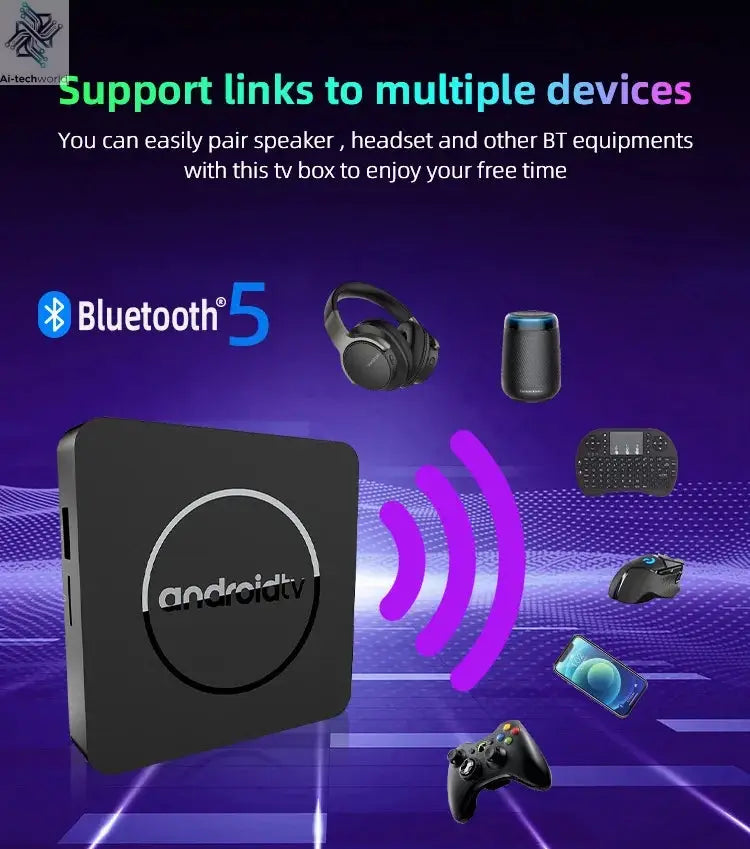 Q10 Android14 8K HDR10+ Smart TV Box Allwinner H313 128G Dual Wifi BT5.0 Set Top Box Media Player with Google Voice Assistant Ai-TechWorld 