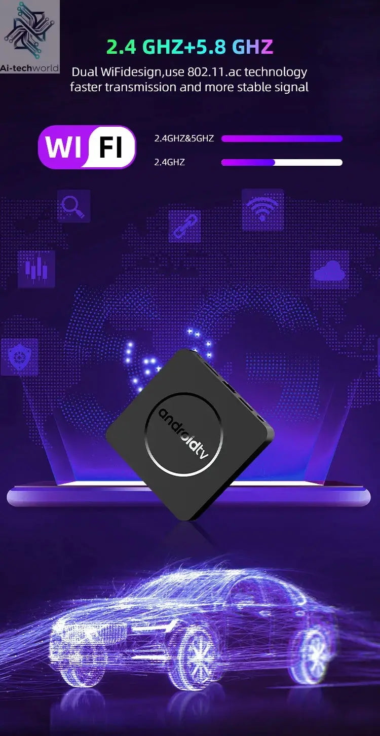 Q10 Android14 8K HDR10+ Smart TV Box Allwinner H313 128G Dual Wifi BT5.0 Set Top Box Media Player with Google Voice Assistant Ai-TechWorld 