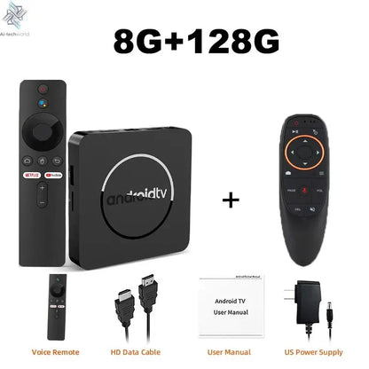 Q10 Android14 8K HDR10+ Smart TV Box Allwinner H313 128G Dual Wifi BT5.0 Set Top Box Media Player with Google Voice Assistant Ai-TechWorld 