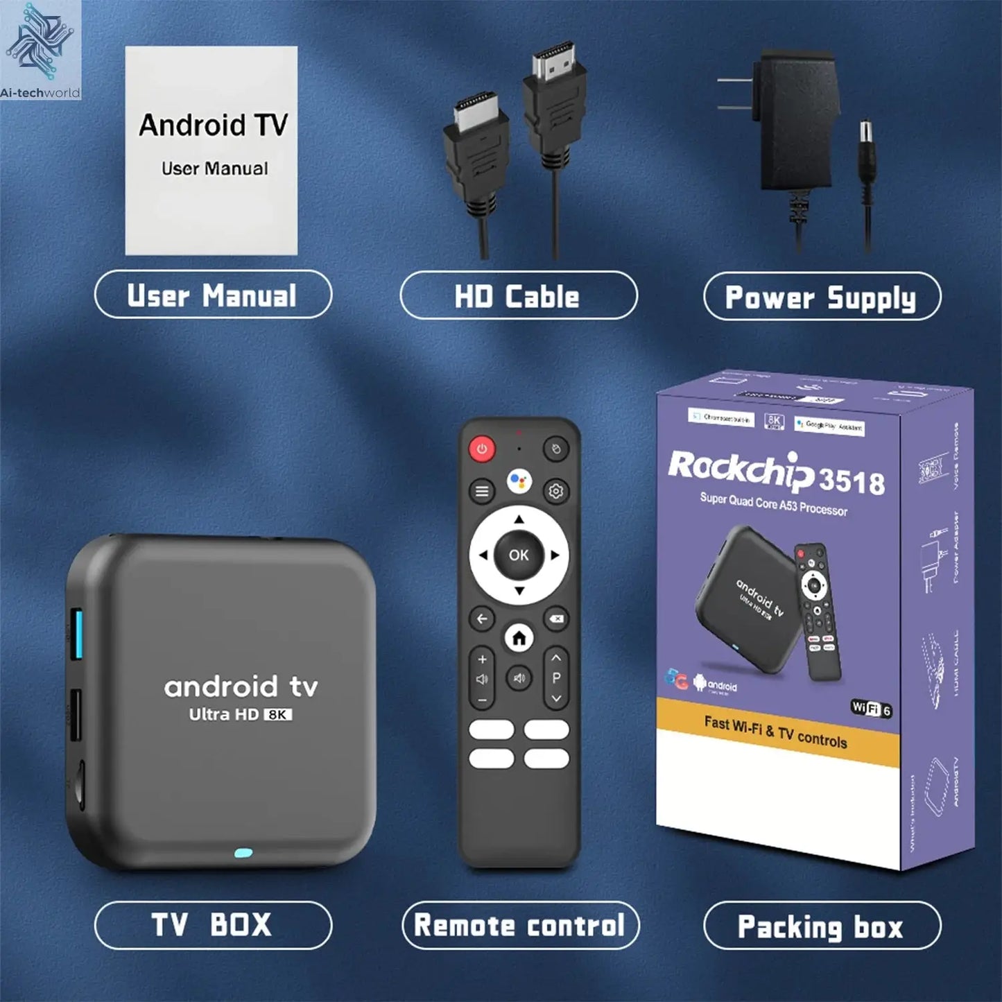 Q18 8K RK3518 Smart TV Box Android 16 Google Assistant BT6.0 Ram 4GB 8GB Rom 64GB 128GB 256GB Wifi 5G Media Player Set Top Box Ai-TechWorld 