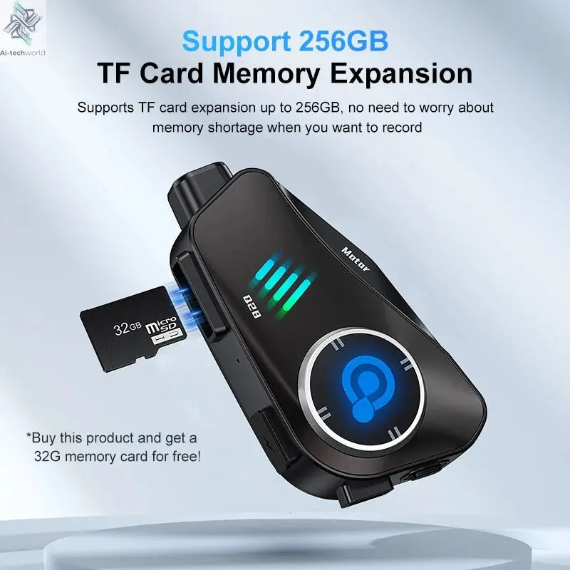 Q28 Motorcycle Helmet Headset Bluetooth Hands Free Call Waterproof Heaphone Wireless 1080P Video Dashcam TF Card as gift Ai-TechWorld 
