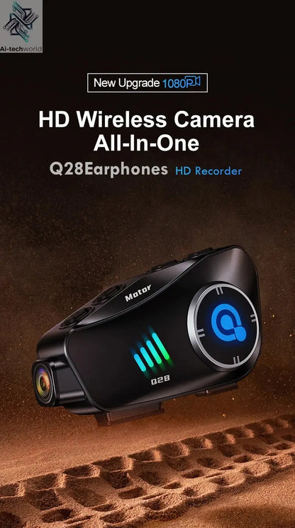 Q28 Motorcycle Helmet Headset Bluetooth Hands Free Call Waterproof Heaphone Wireless 1080P Video Dashcam TF Card as gift Ai-TechWorld 