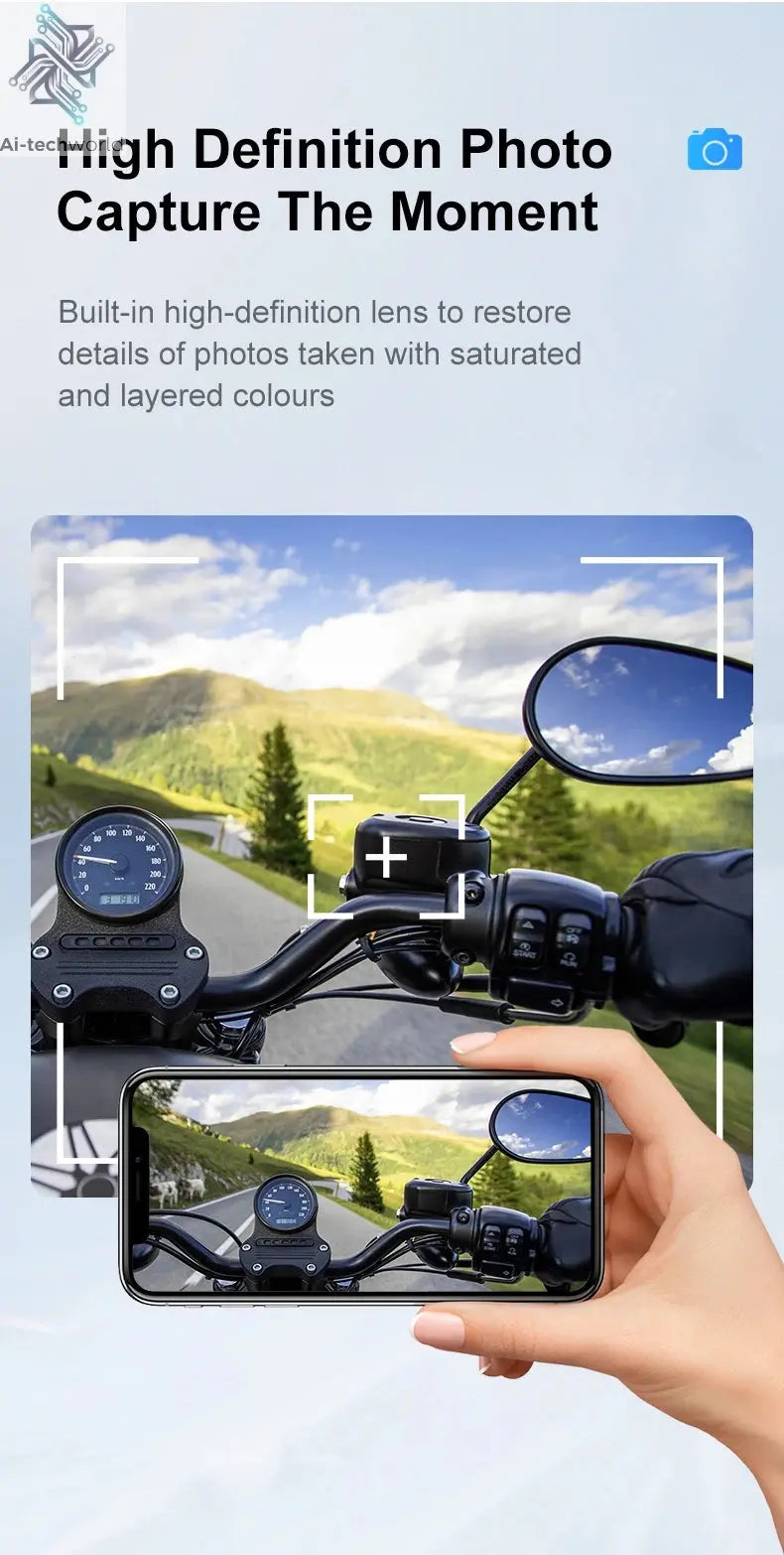 Q28 Motorcycle Helmet Headset Bluetooth Hands Free Call Waterproof Heaphone Wireless 1080P Video Dashcam TF Card as gift Ai-TechWorld 