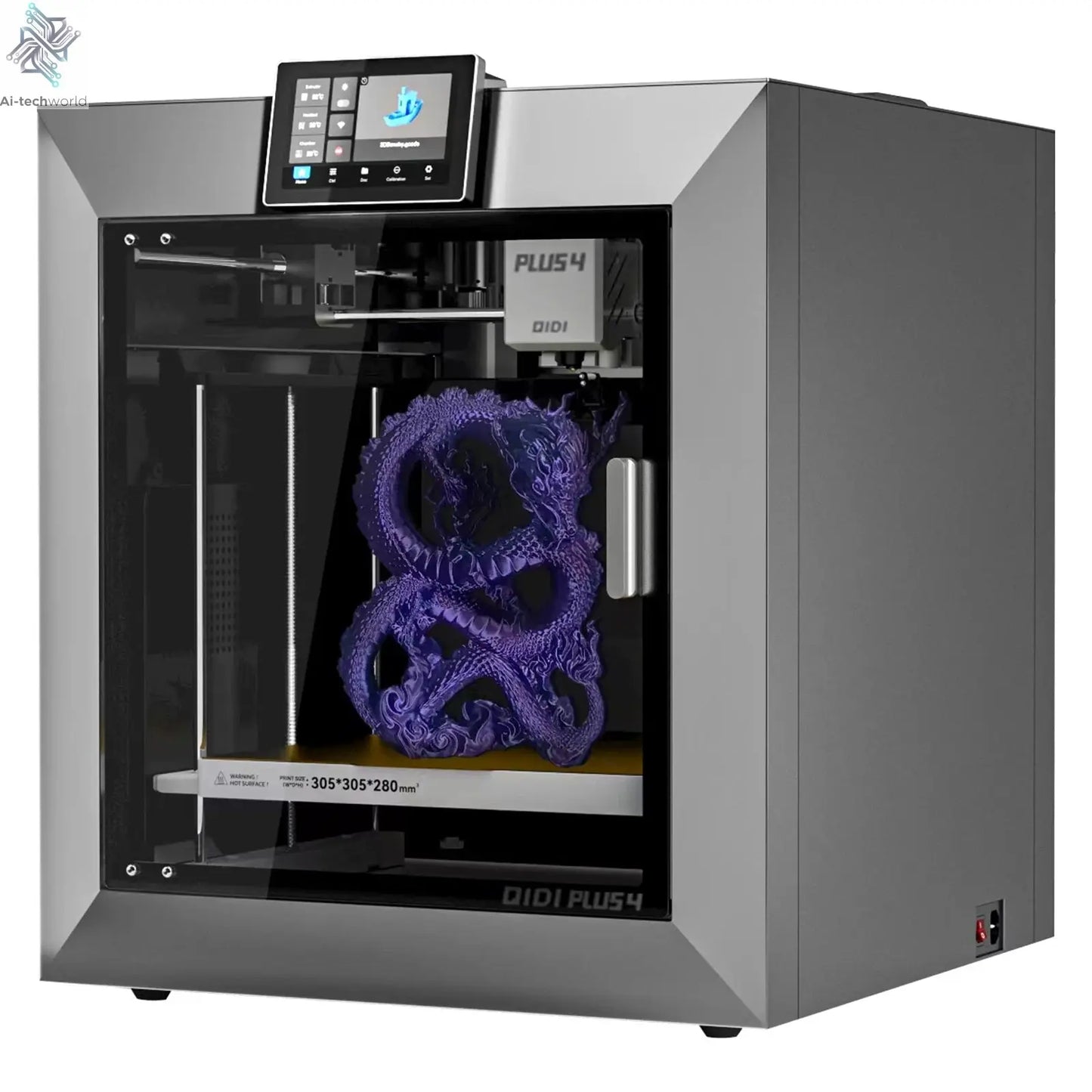 QIDI Plus 4 3D Printer, 600mm/s High-Speed 3D Printer withFull-auto Calibrati, Independent Dual Z-axis Motors, 55℃ Chamber Heat Ai-TechWorld