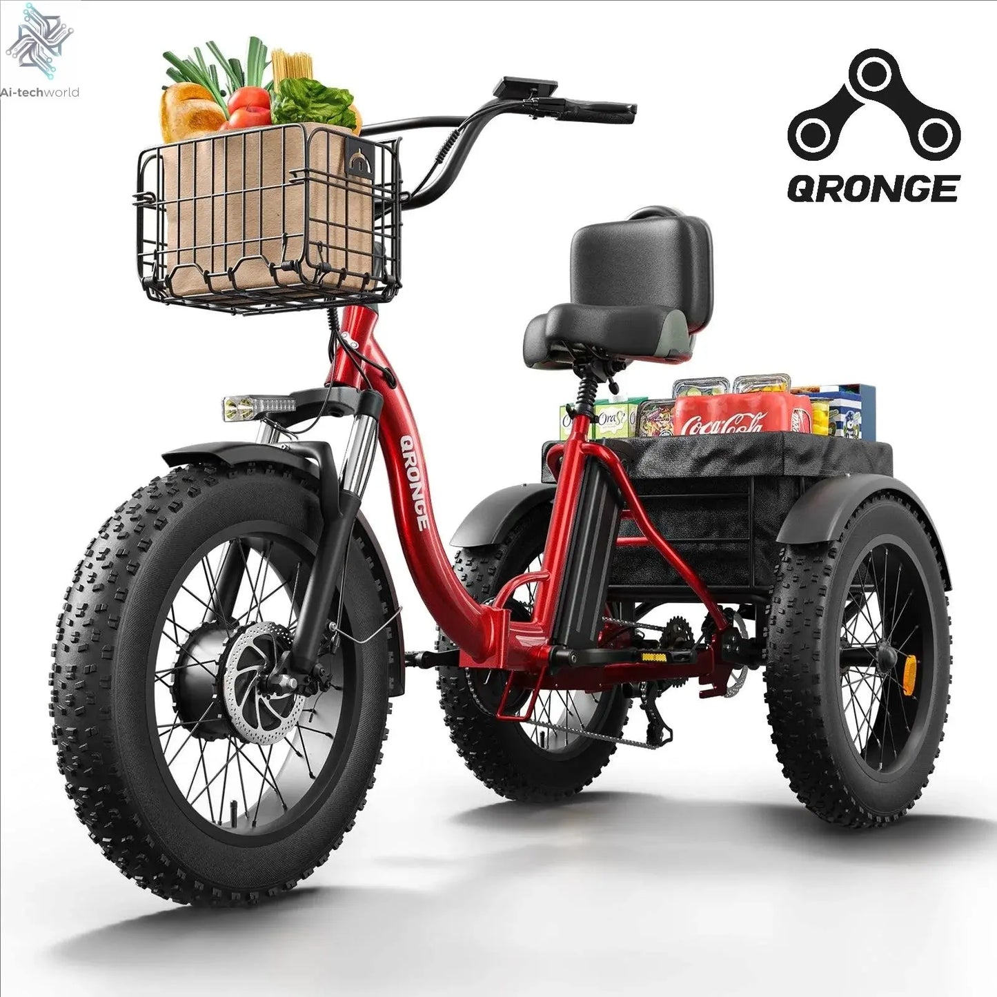 QRONGE Electric Bike for Adults 960W Peak 36V 13.5AH Battery Folding Electric Tricycle 50 Miles Range Fat Tire Electric Trike Ai-TechWorld 
