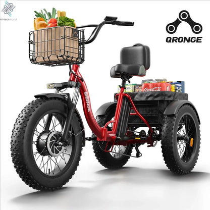QRONGE Electric Bike for Adults 960W Peak 36V 13.5AH Battery Folding Electric Tricycle 50 Miles Range Fat Tire Electric Trike Ai-TechWorld 