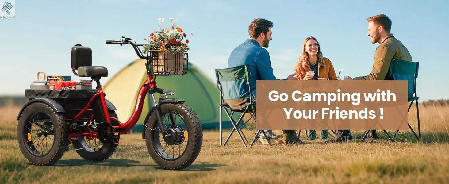 QRONGE Electric Bike for Adults 960W Peak 36V 13.5AH Battery Folding Electric Tricycle 50 Miles Range Fat Tire Electric Trike Ai-TechWorld 
