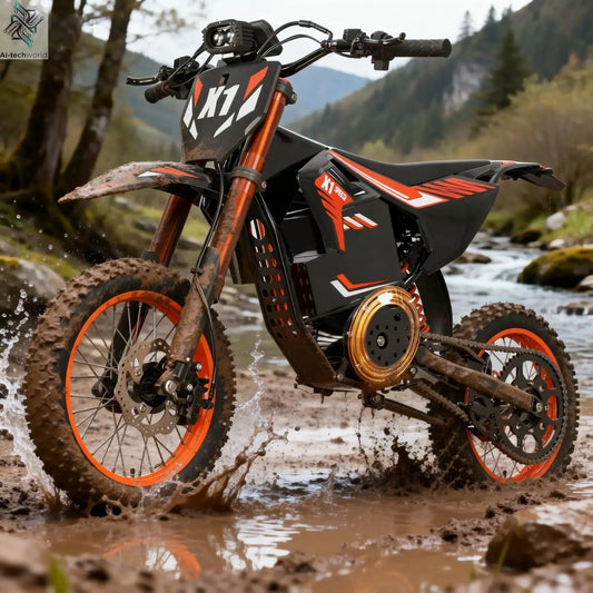 QRONGE X1 Spark Electric Dirt Bike 4500W Peak Motor 60V 28.8AH Electric Motorcycle 60 Miles Range 14/12" Fat Tire Snow E-bike ﻿ - Ai-TechWorld