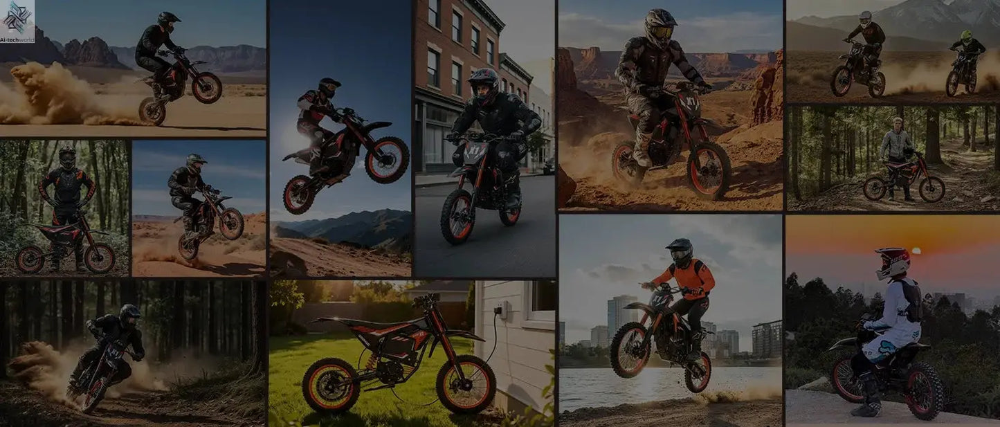 QRONGE X1 Spark Electric Dirt Bike 4500W Peak Motor 60V 28.8AH Electric Motorcycle 60 Miles Range 14/12" Fat Tire Snow E-bike ﻿ - Ai-TechWorld