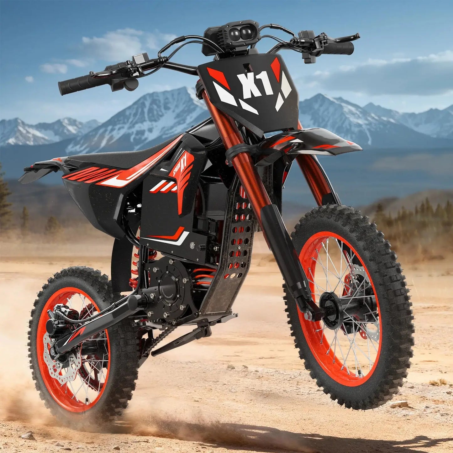 QRONGE X1 Spark Electric Dirt Bike 4500W Peak&Up to 60 Miles 50MPH 60V 28.8Ah Battery E-Bike 14/12" Fat Tire Electric Motorcycle Ai-TechWorld 